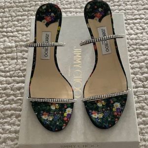 Jimmy Choo Brea 65 Multi/Crystal Size 41 Ditsy Printed Silk